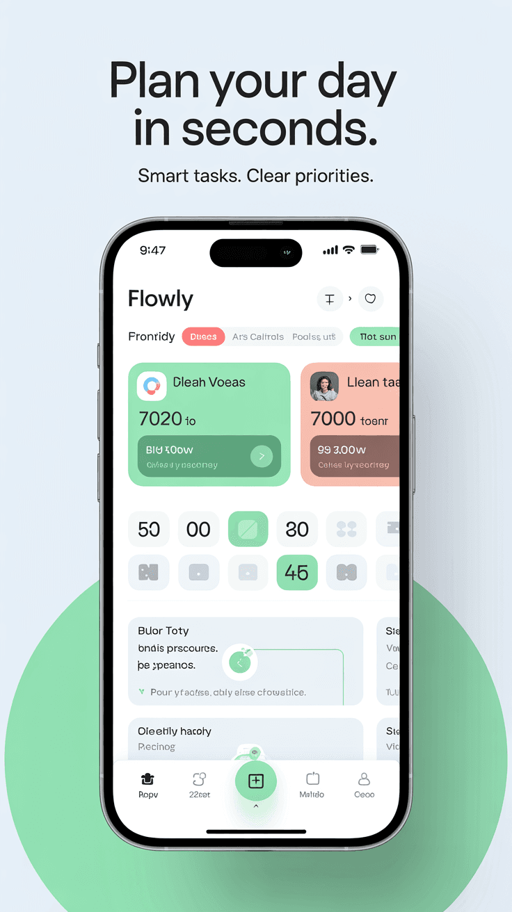 Ideogram v3 App Store screenshot for the Flowly productivity app