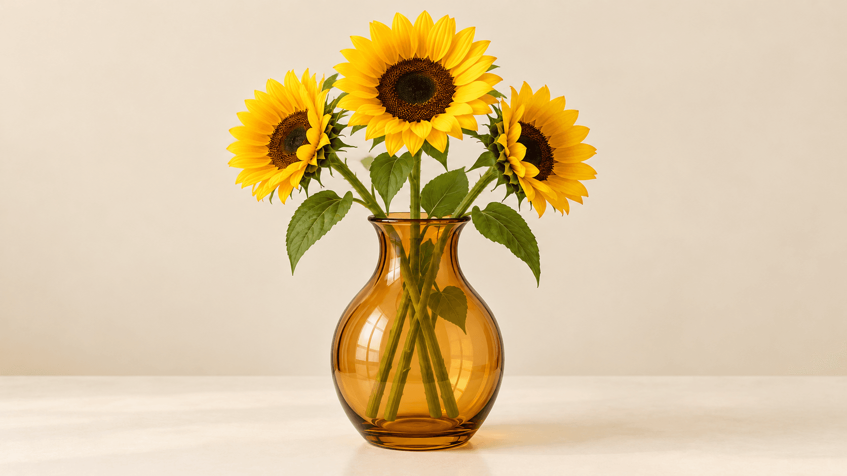 Unified vase-and-sunflower blend concept derived from the ingredient board