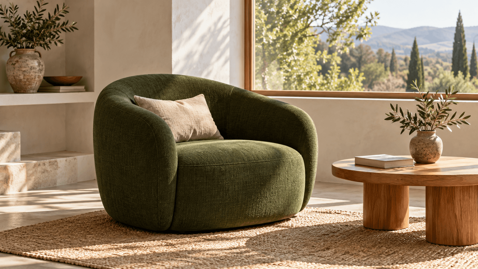 Interior blend concept with a selected chair placed in a bright room