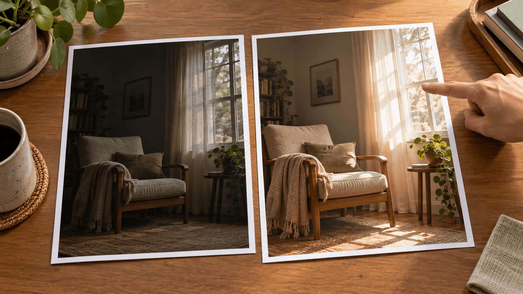 Reviewing window highlights and shadow detail after a lighting edit