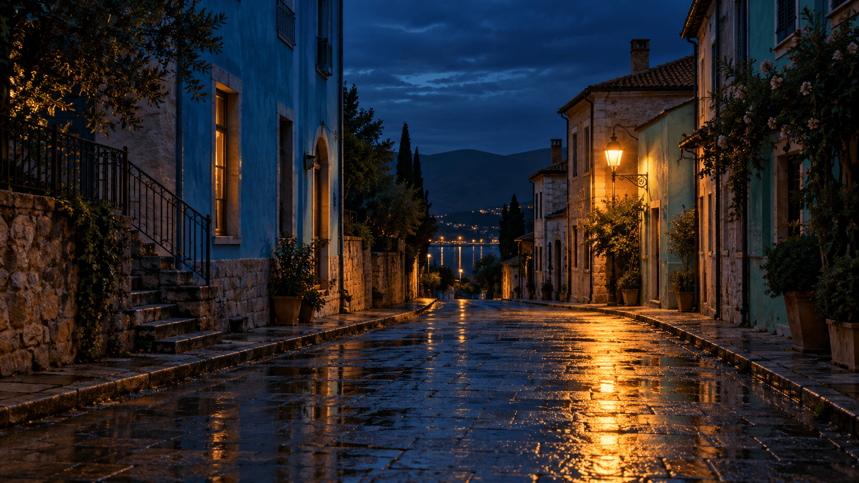 Night-scene cleanup direction with preserved lighting mood