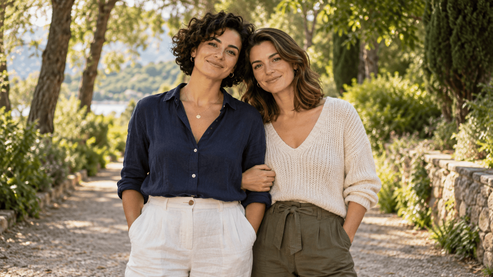 Relaxed adult couple with clearly separated faces and natural body language