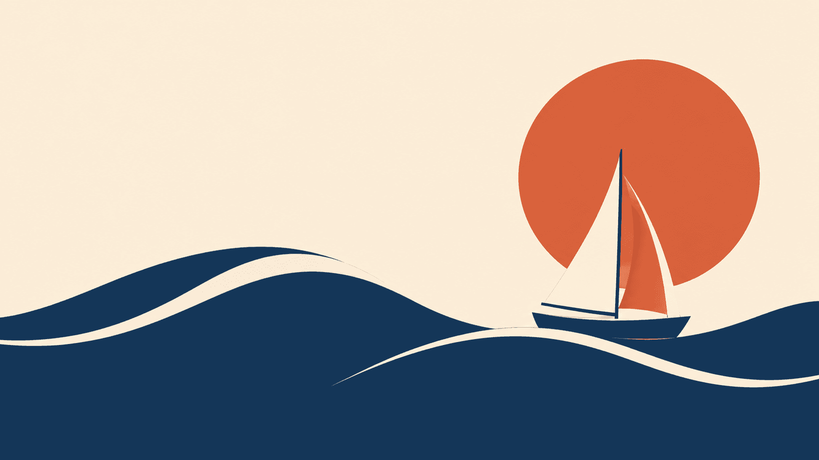 Sailboat and sun editorial illustration in a limited palette
