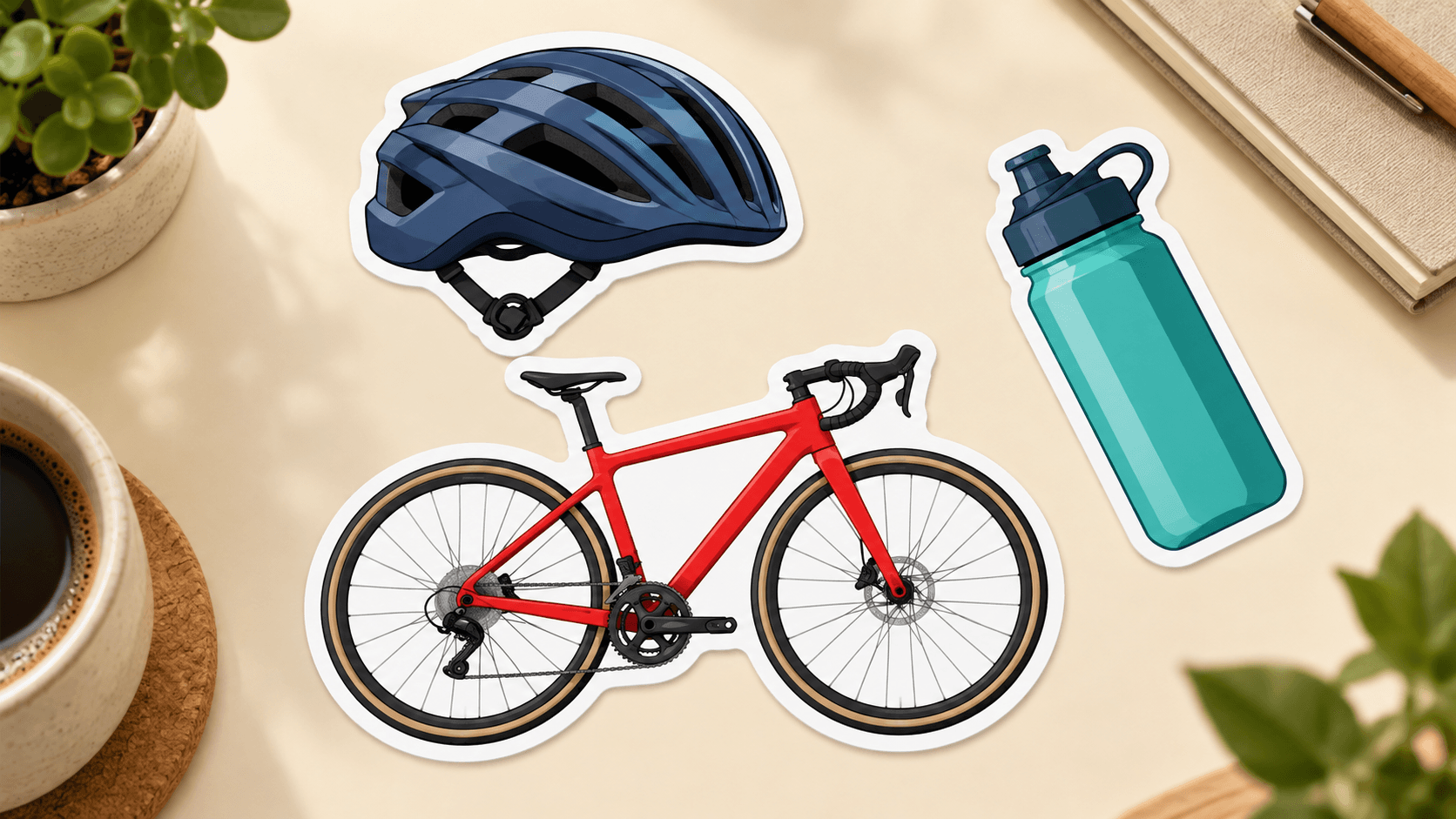 Bicycle, helmet and bottle sticker artwork mockups