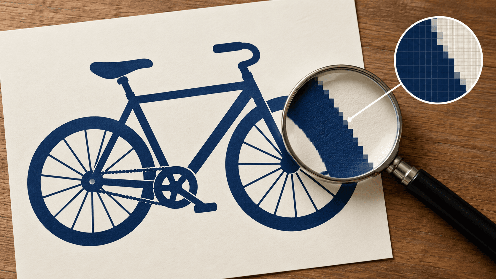 Inspecting a printed bicycle bitmap at its edge