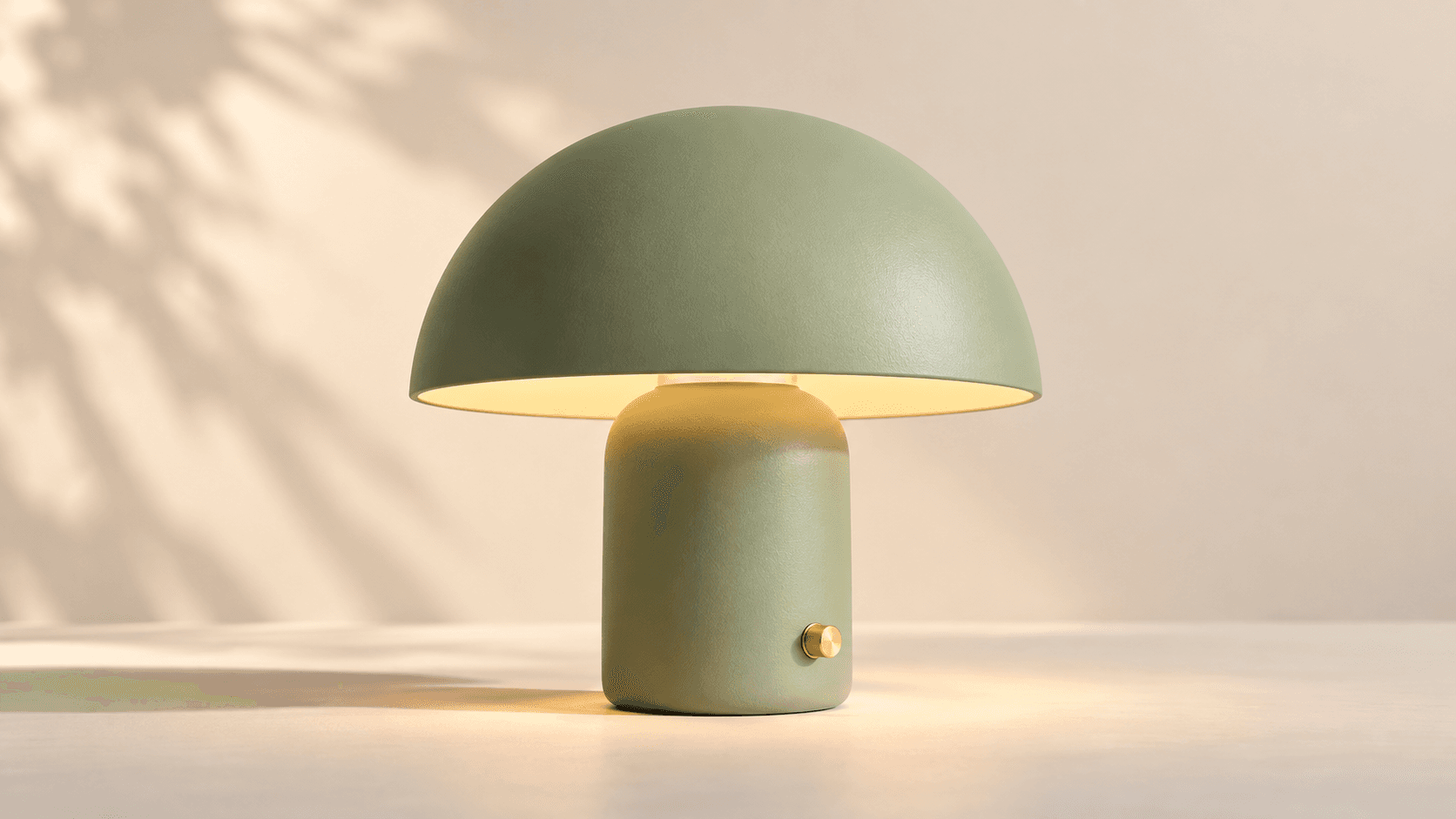 Product rendering idea with a sage-green table lamp