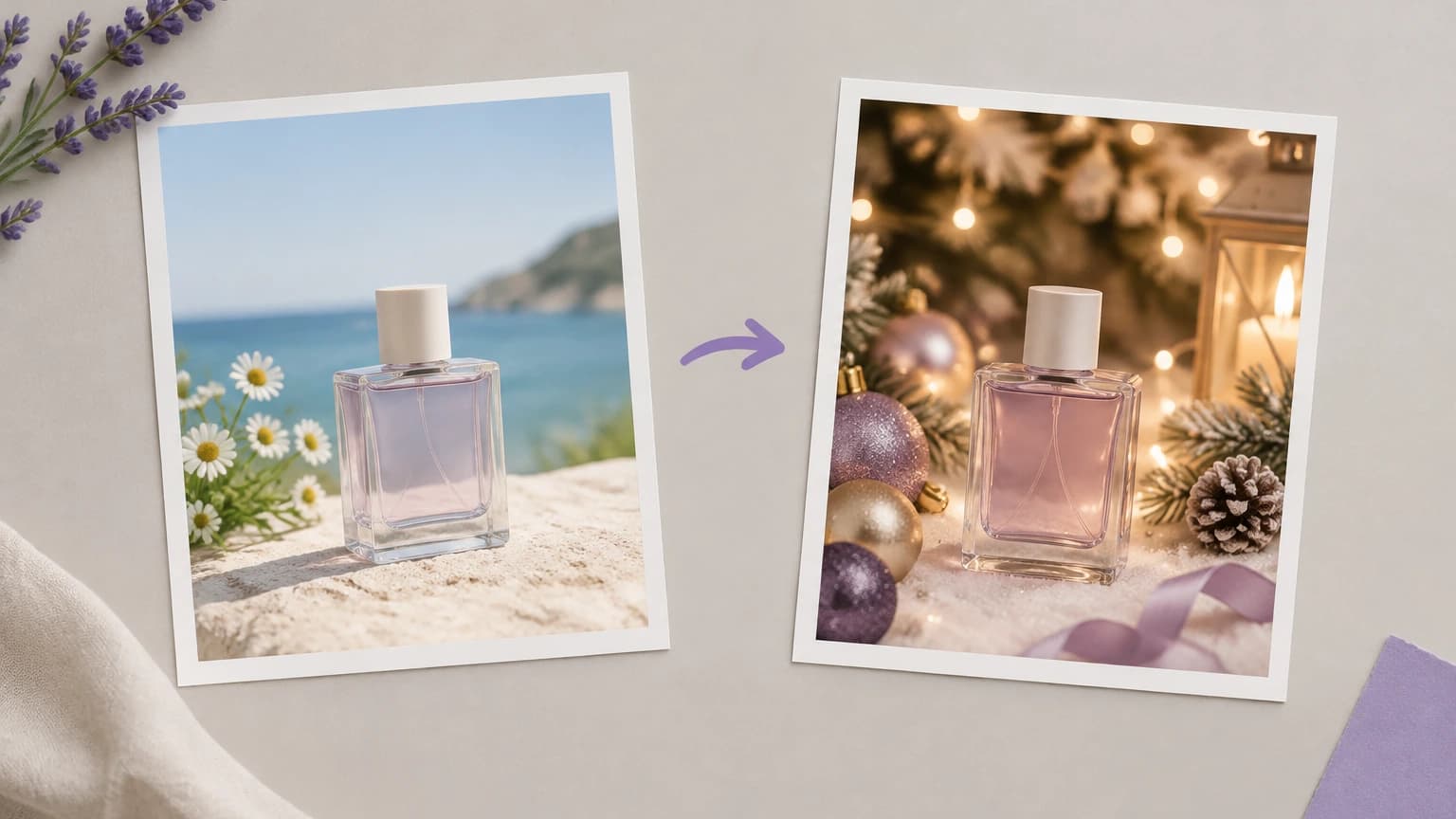 Refreshing a best-selling product photo with a holiday ad scene