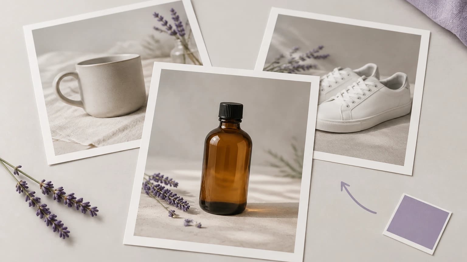 Three sample product photos with one chosen to restyle