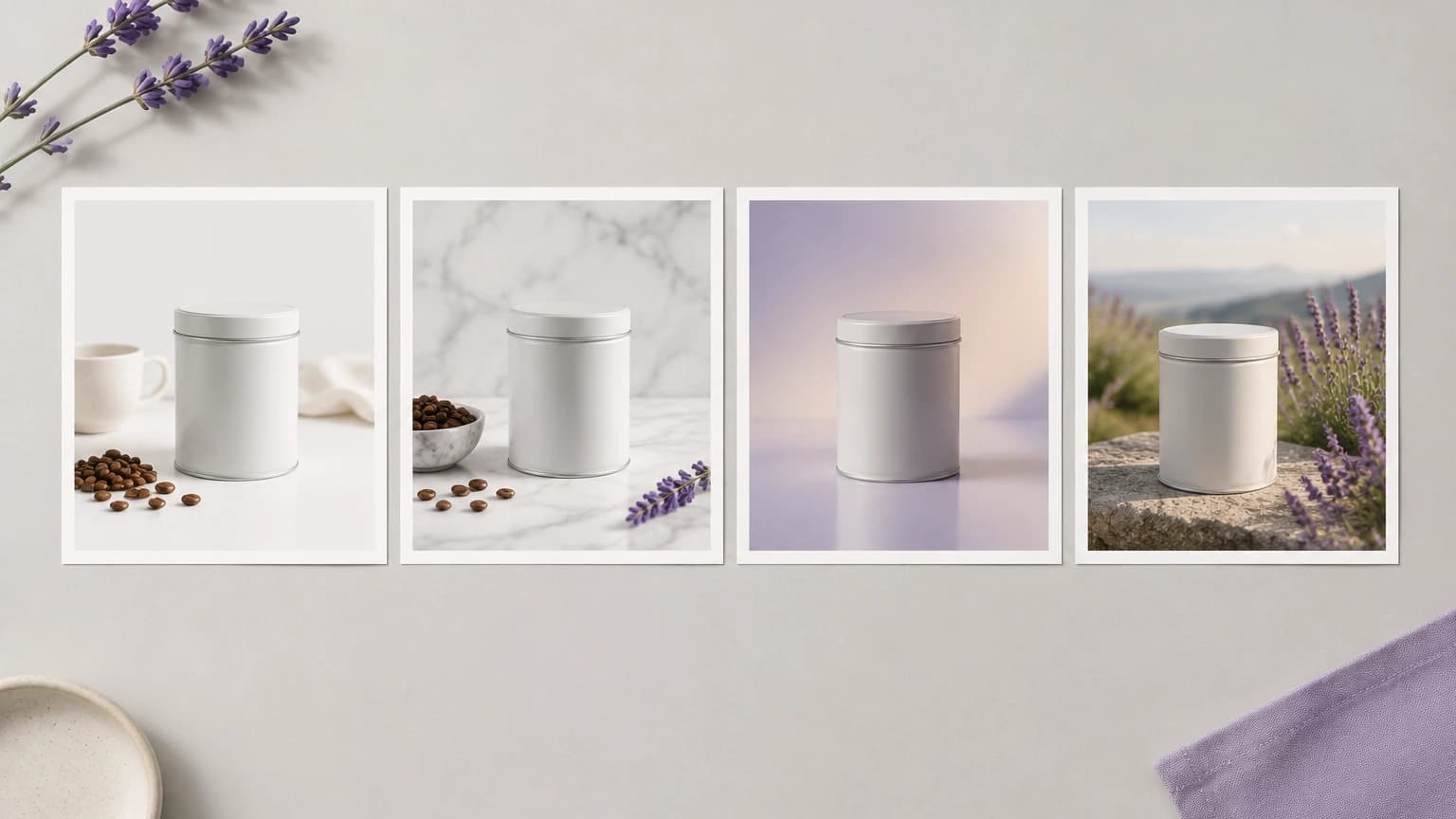 Four social posts from one product photo in different scenes