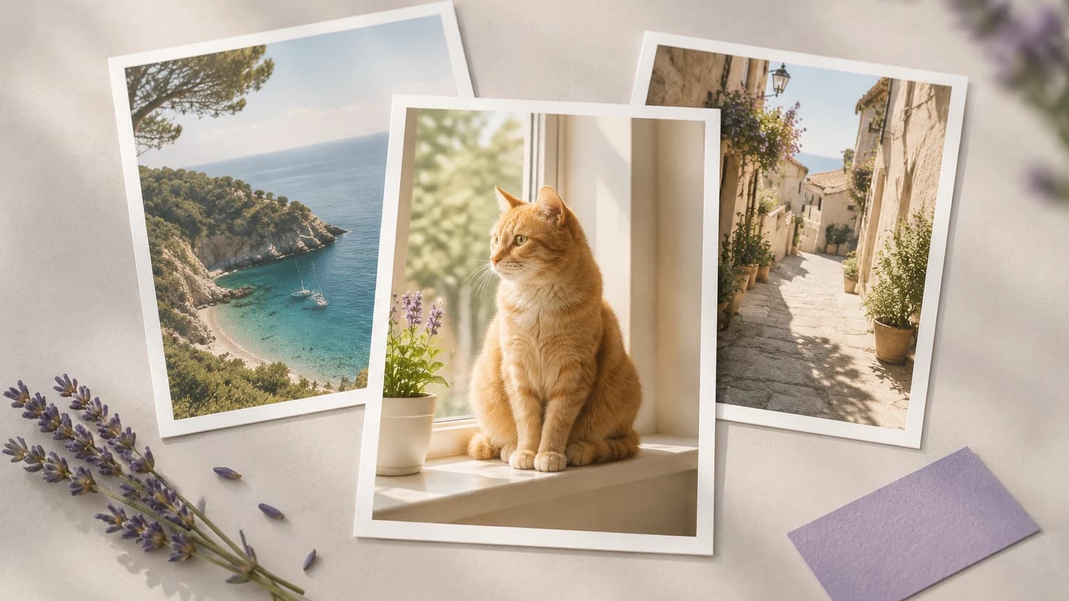 Three sample photos with the cat photo chosen