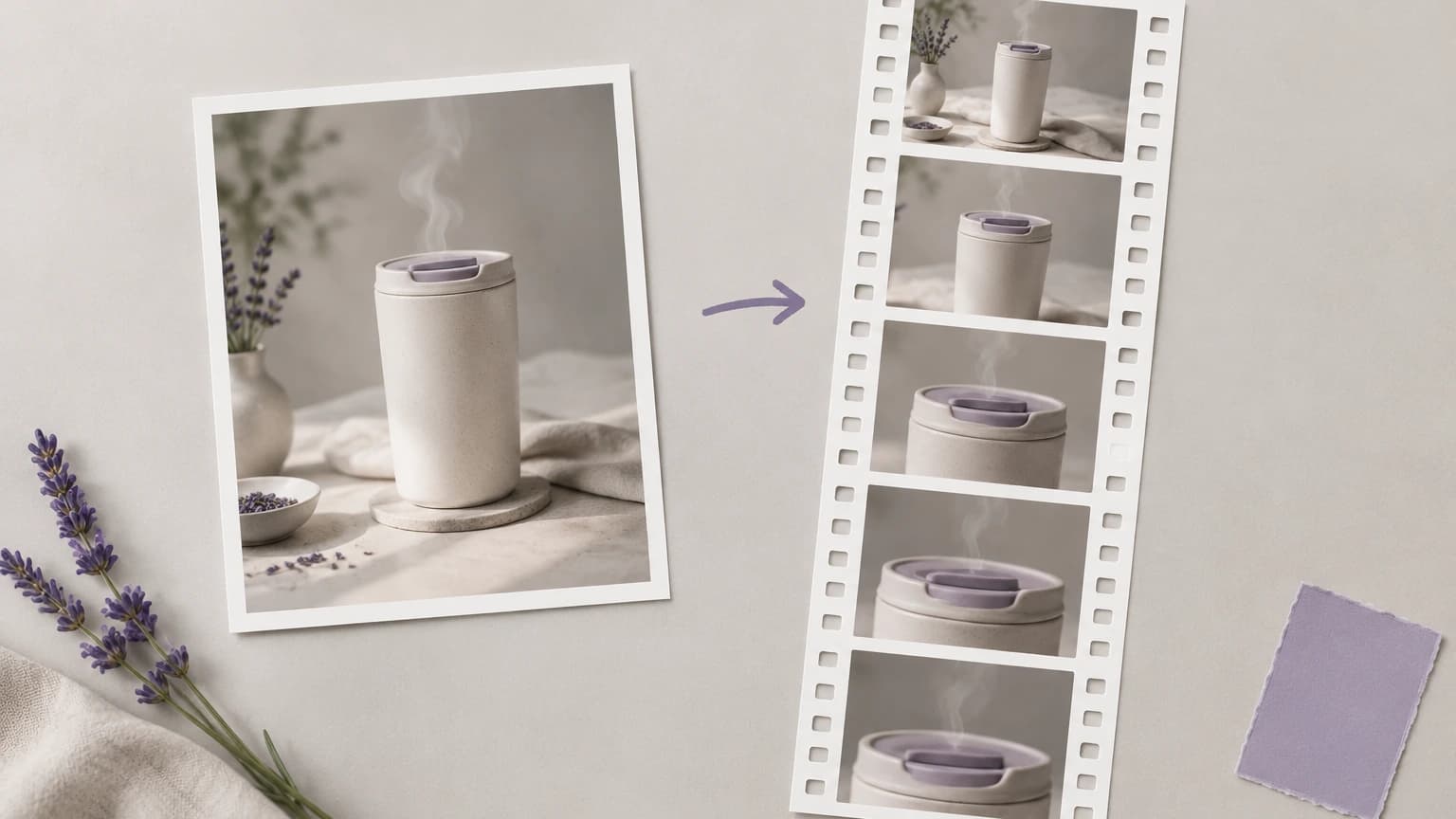 A product photo turned into a slow push-in film strip