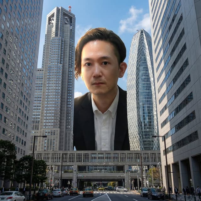 Giant Peering into Shinjuku Prompt — output