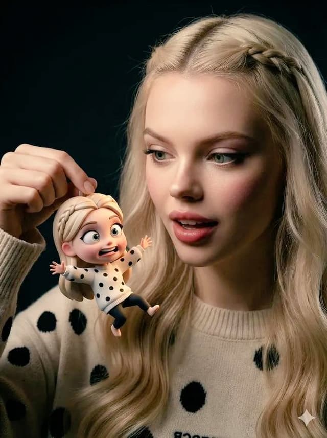 Ultra-Realistic Person Holding Tiny Cartoon Self — output