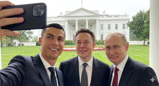Ronaldo selfie with Musk and Putin — output