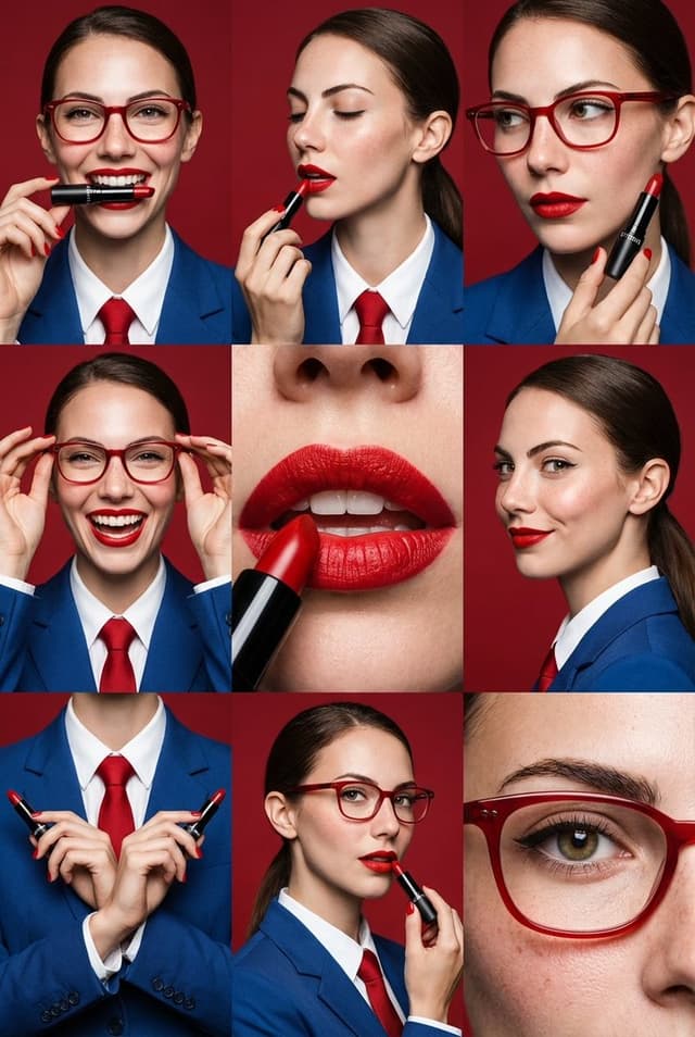 Product Marketing - 9-Panel Editorial Beauty Grid for Lipstick Commercial — output