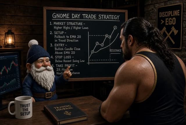 Gnome Teaching Wrestling Strategy