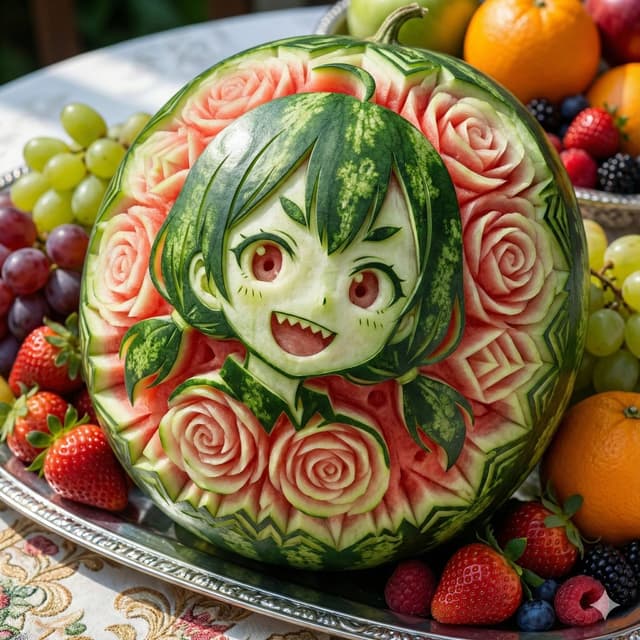 Photorealistic Watermelon Fruit Carving Prompt — output