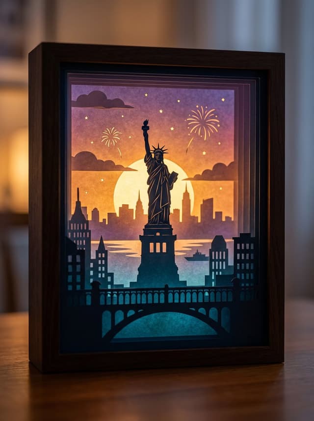 3D paper cut light box illustration framework — output