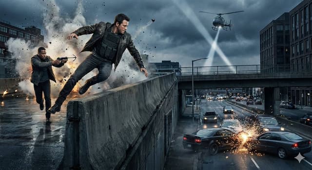 Simple action movie scene — output