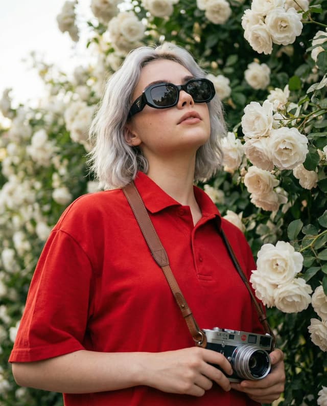 Profile / Avatar - Ultra-Realistic Portrait with Vintage Camera and Flowers — output