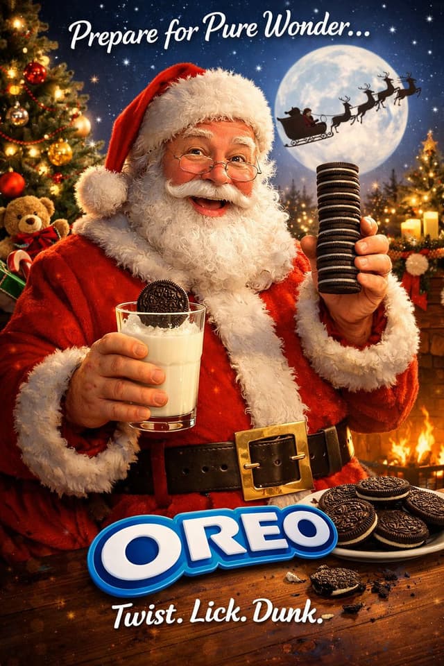 Oreo advertisement featuring Santa Claus — output