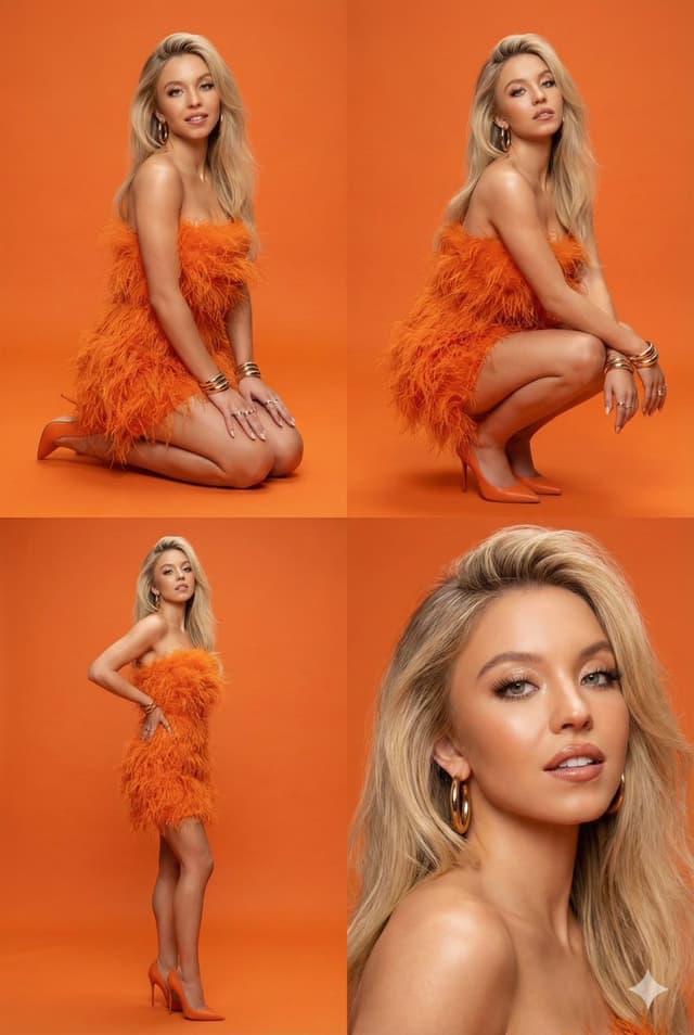 Monochromatic Orange High-Fashion Editorial Prompt — output