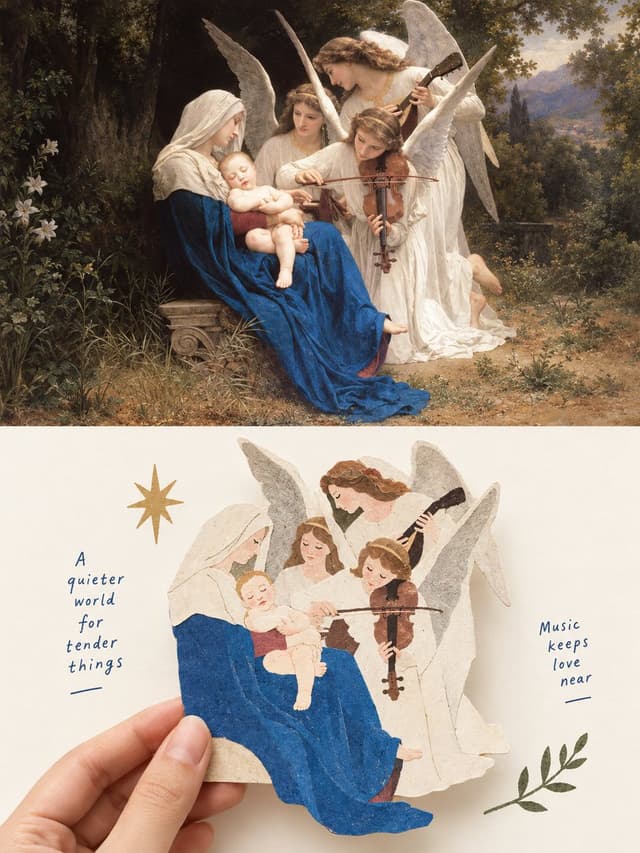 Social Media Post - Madonna & Angels: Oil Painting Meets Paper Cutout — output