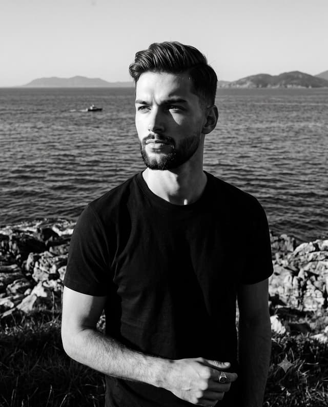 Profile / Avatar - Cinematic B&W Coastal Male Portrait — output