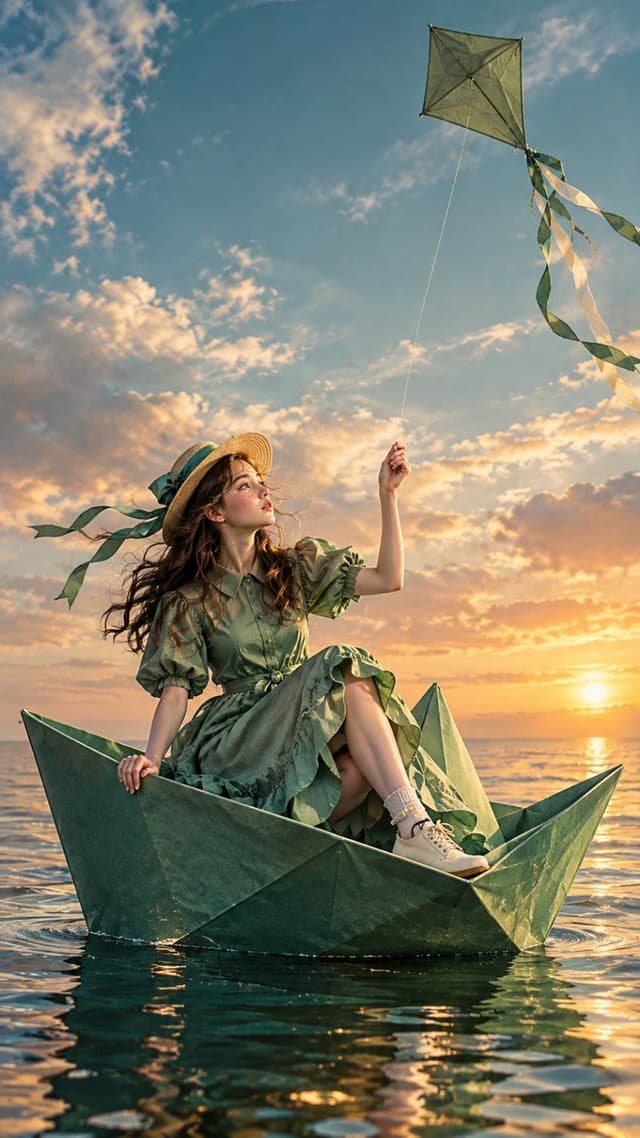 Social Media Post - Dreamy Paper Boat Kite Scene — output