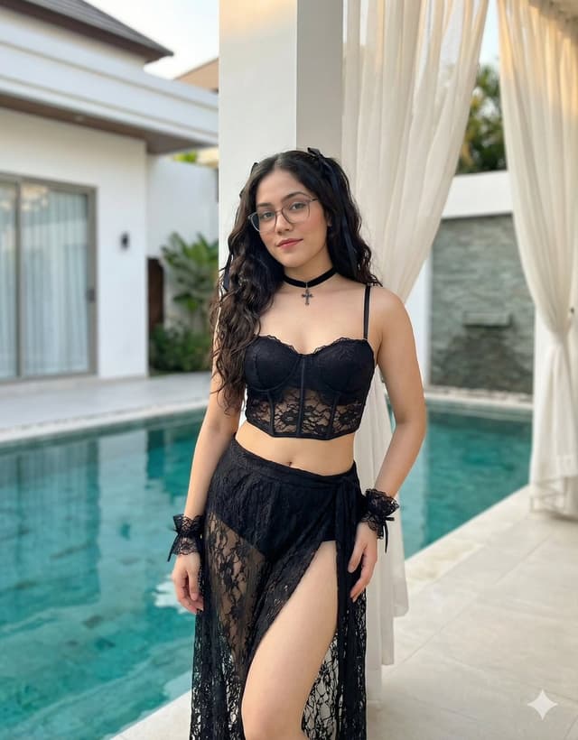 Luxury Poolside Gothic Misa Amane Cosplay Editorial — output