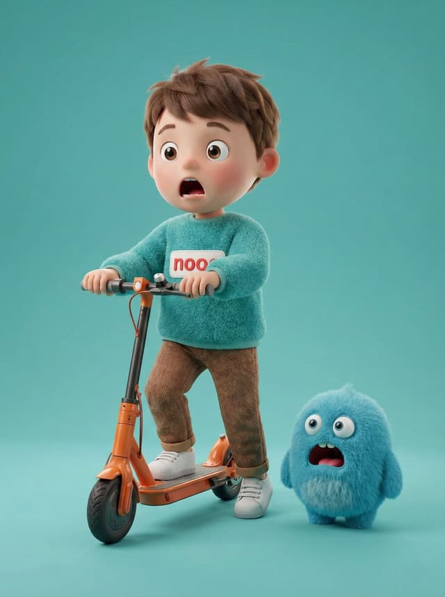 Game Asset - 3D Render of Boy and Furry Monster on Scooter — output