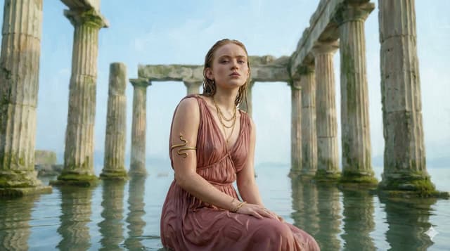 Cinematic Sadie Sink-Inspired Portrait in Flooded Ancient Ruins — output