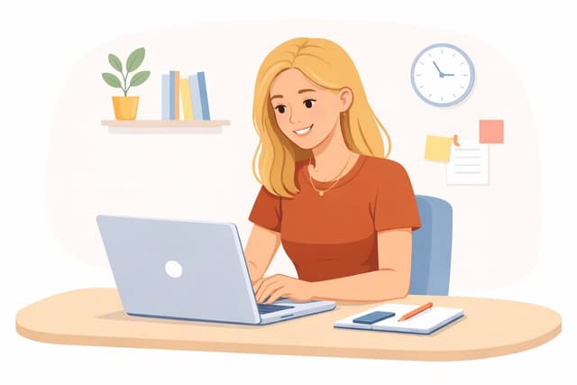 Flat vector illustration of a woman working — output