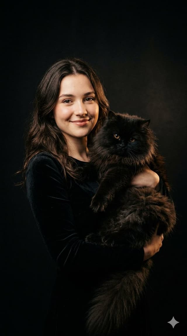 Profile / Avatar - Cinematic Girl and Fluffy Cat Portrait — output