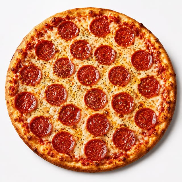 E-commerce Main Image - Overhead Pepperoni Pizza Photo — output