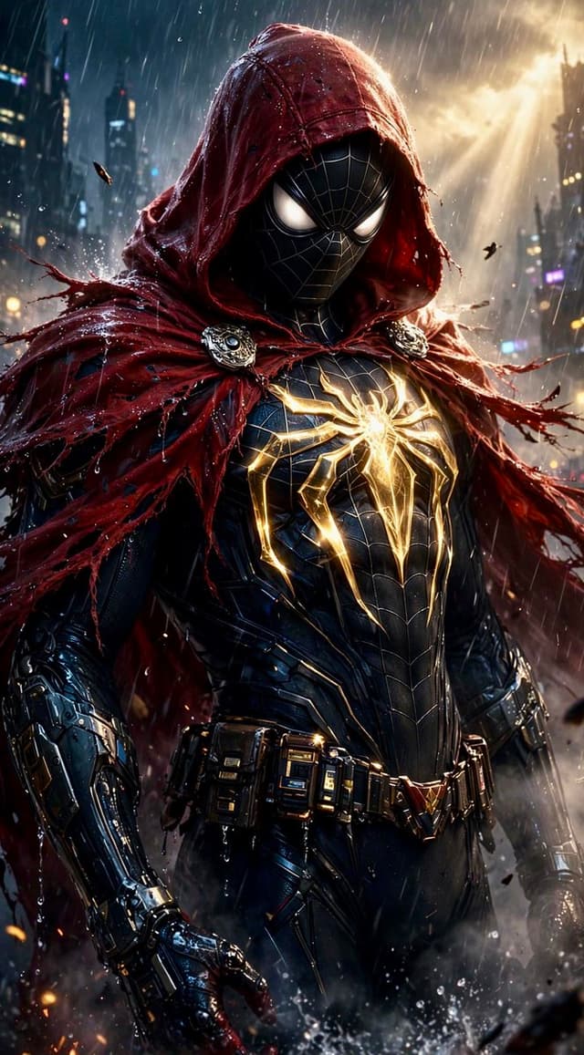 Comic / Storyboard - Dark Hooded Spider-Man Portrait — output
