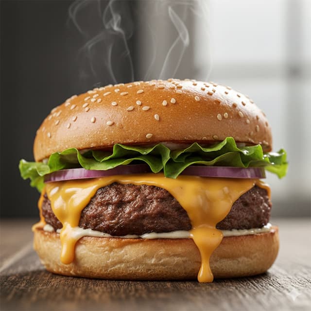 Macro Food Photography of a Juicy Beef Burger — output