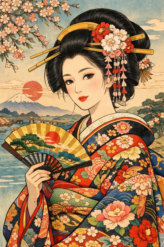 Modern Ukiyo-e Style Beauty Illustration — output