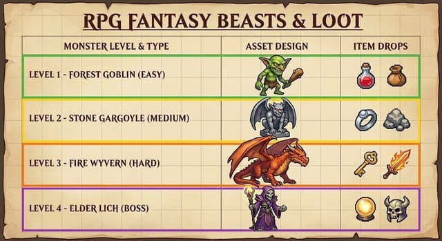 Game Asset - RPG Game Asset Sheet for Monsters — output