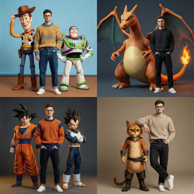 Hyperrealistic Fashion Editorial with Animated Characters — output
