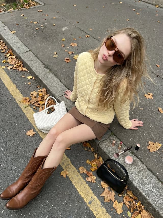 Social Media Post - High-Angle Street Style Photo with Makeup Items — output