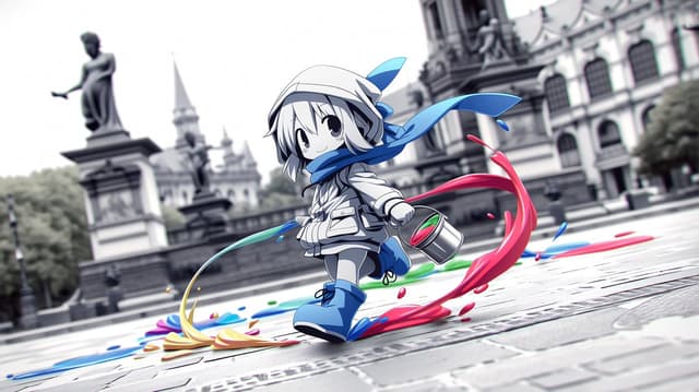 Comic / Storyboard - Chibi Painter in Monochrome Plaza — output