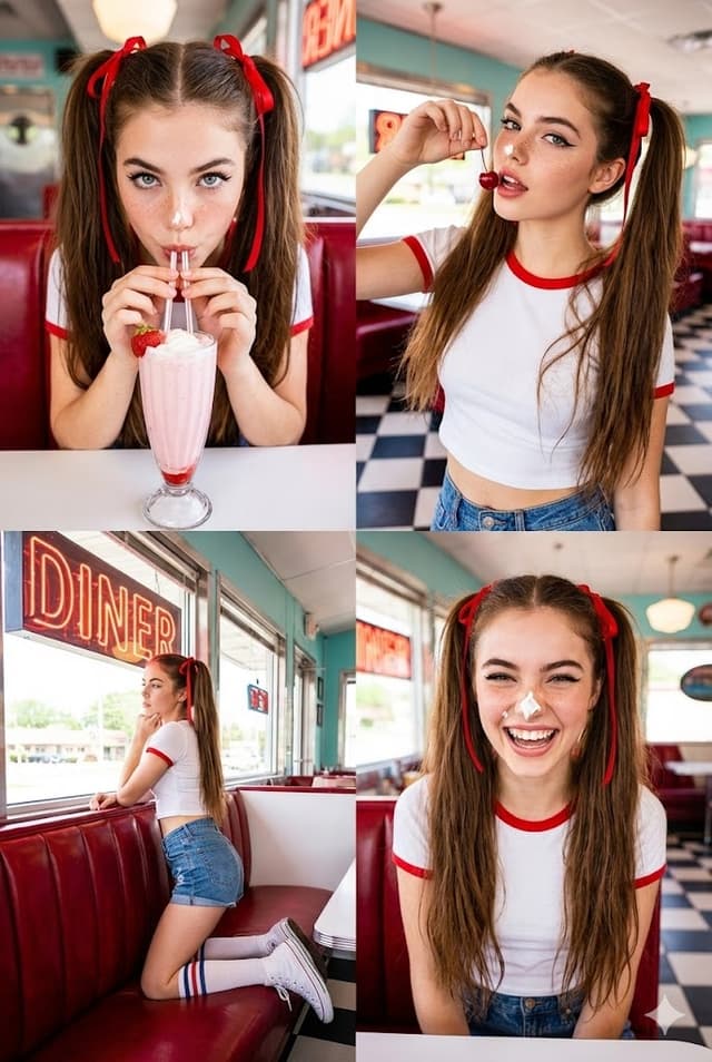 Product Marketing - 2x2 Grid Retro Diner Photoshoot Prompt — output