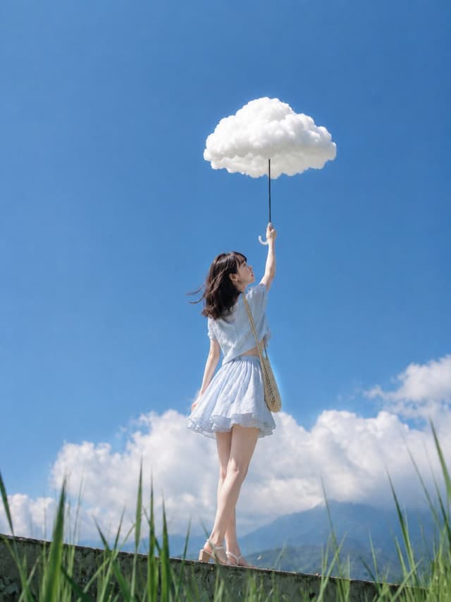Social Media Post - Surreal Cloud Umbrella Path — output