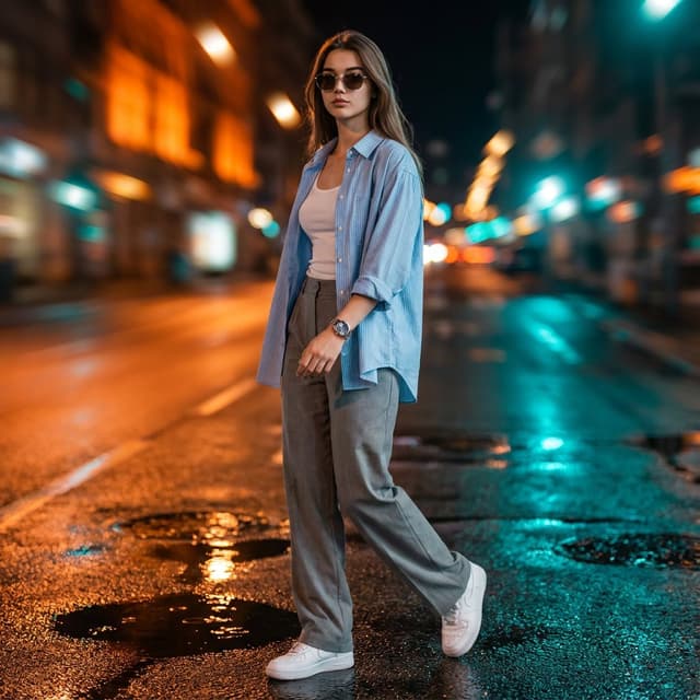 Product Marketing - Cinematic Urban Night Portrait with Neon Reflections on Watch — output