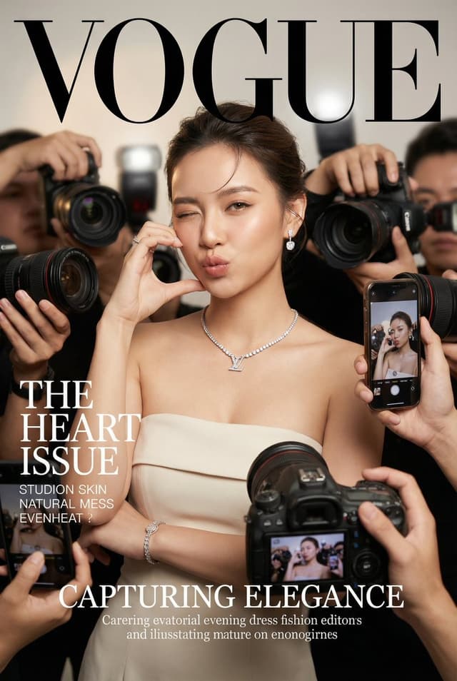 Product Marketing - Vogue Cover Face Swap Portrait with Paparazzi — output