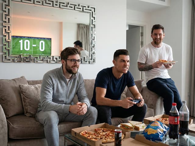 Hyper-Realistic Cinematic Scene of Ronaldo Losing a Video Game to Subject — output