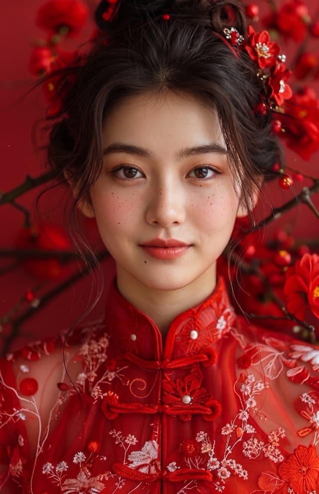 Social Media Post - Traditional Red Qipao Portrait — output