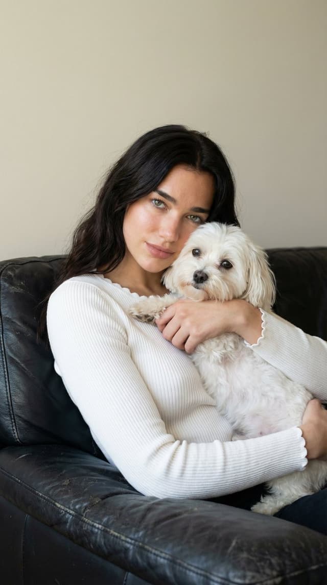 Ultra-Realistic Portrait of Woman Hugging a Maltese Dog — output