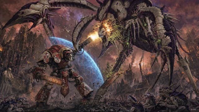 YouTube Thumbnail - Warhammer Knight vs Bio-Titan